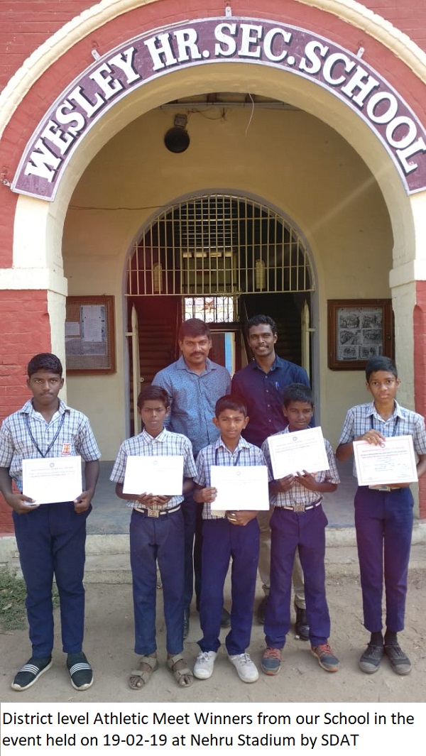 District level Athletic Meet Winners in the  event held on 19-02-19 at Nehru Stadium by SDAT